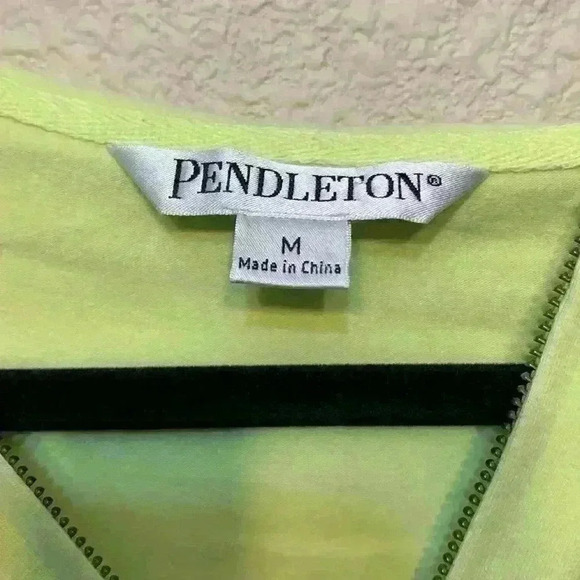 Pendleton swimsuit cover up sz M summer vaca beach resort yellow light green - Picture 2 of 8